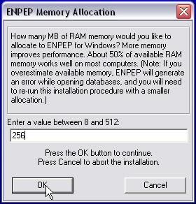 RAM Allocation during ENPEP Installation